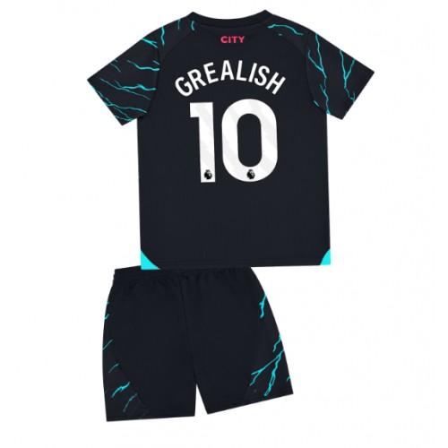 Dětský fotbalový dres Manchester City Jack Grealish #10 2023-24 Třetí Krátký Rukáv (+ trenýrky)